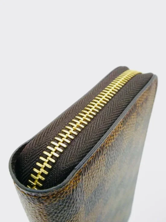 Louis Vuitton Damier Ebene Zip-Around Wallet in Brown and Dark Brown - Picture 4 of 14